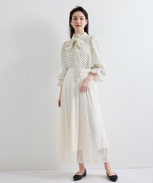 QUEENS COURT / クイーンズコート ミニ・ひざ丈スカート | シアーストレッチレーススカート≪洗濯機で洗える≫ | 詳細2