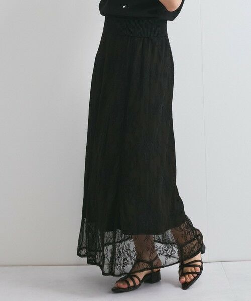 QUEENS COURT / クイーンズコート ミニ・ひざ丈スカート | シアーストレッチレーススカート≪洗濯機で洗える≫ | 詳細10