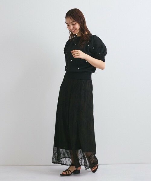 QUEENS COURT / クイーンズコート ミニ・ひざ丈スカート | シアーストレッチレーススカート≪洗濯機で洗える≫ | 詳細12