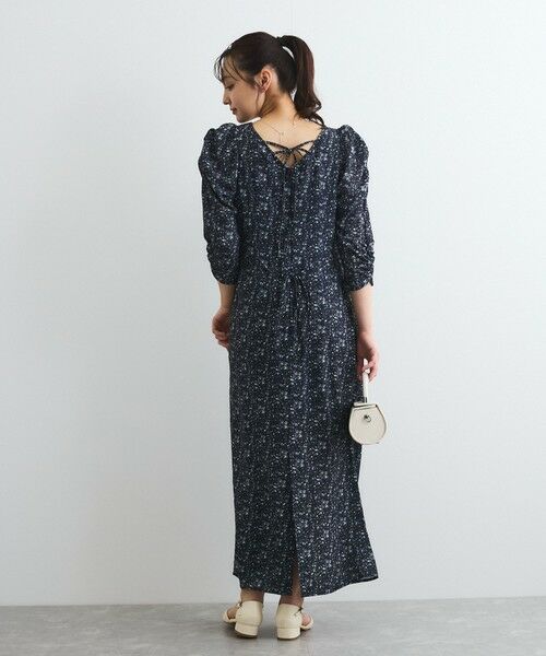 QUEENS COURT / クイーンズコート ロング・マキシ丈ワンピース | ヴィンテージフラワードレープワンピース≪手洗い可能≫ | 詳細3