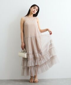 QUEENS COURT / クイーンズコート ロング・マキシ丈ワンピース | チュールフリルワンピースアンサンブル≪手洗い可能≫