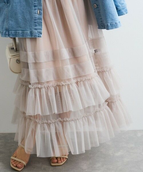 QUEENS COURT / クイーンズコート ロング・マキシ丈ワンピース | チュールフリルワンピースアンサンブル≪手洗い可能≫ | 詳細2