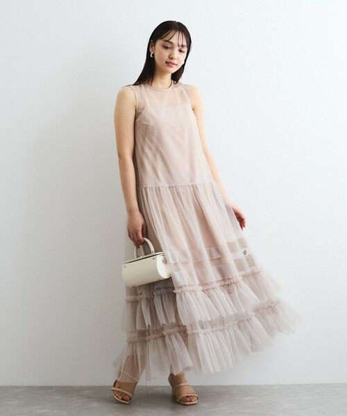 QUEENS COURT / クイーンズコート ロング・マキシ丈ワンピース | チュールフリルワンピースアンサンブル≪手洗い可能≫ | 詳細3