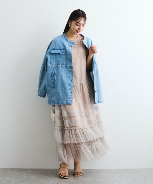 QUEENS COURT / クイーンズコート ロング・マキシ丈ワンピース | チュールフリルワンピースアンサンブル≪手洗い可能≫ | 詳細4