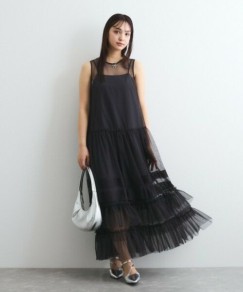 QUEENS COURT / クイーンズコート ロング・マキシ丈ワンピース | チュールフリルワンピースアンサンブル≪手洗い可能≫ | 詳細15