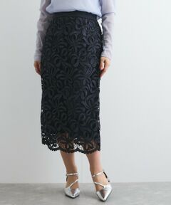 QUEENS COURT / クイーンズコート ミニ・ひざ丈スカート | リボンレースIラインスカート≪手洗い可能≫