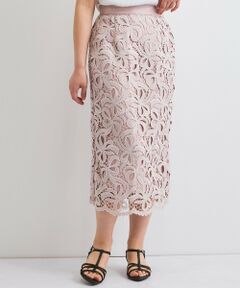 QUEENS COURT / クイーンズコート ミニ・ひざ丈スカート | リボンレースIラインスカート≪手洗い可能≫