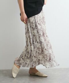 QUEENS COURT / クイーンズコート ミニ・ひざ丈スカート | シフォンジョーゼットランダムプリーツスカート≪手洗い可能≫