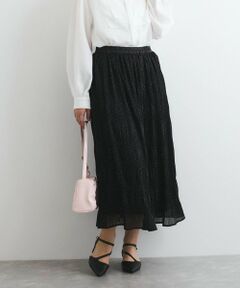 QUEENS COURT / クイーンズコート ミニ・ひざ丈スカート | シフォンジョーゼットランダムプリーツスカート≪手洗い可能≫