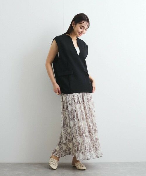 QUEENS COURT / クイーンズコート ミニ・ひざ丈スカート | シフォンジョーゼットランダムプリーツスカート≪手洗い可能≫ | 詳細1