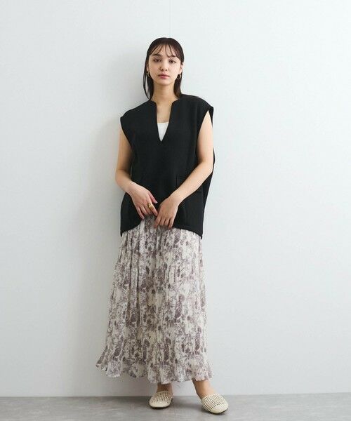 QUEENS COURT / クイーンズコート ミニ・ひざ丈スカート | シフォンジョーゼットランダムプリーツスカート≪手洗い可能≫ | 詳細2