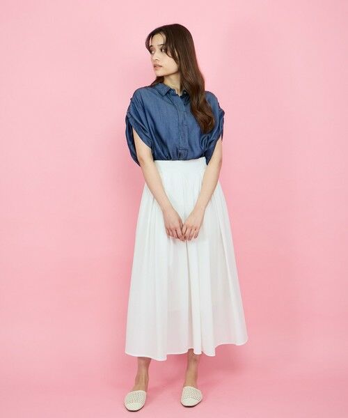 QUEENS COURT / クイーンズコート ミニ・ひざ丈スカート | サッカータックギャザースカート≪セットアップ対応/手洗い可能≫ | 詳細1