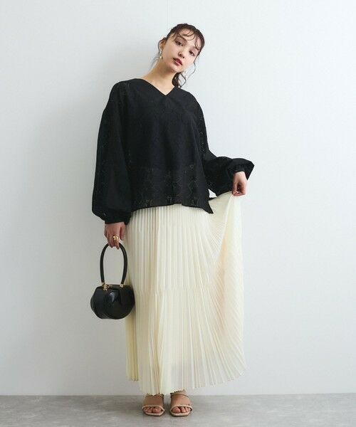 QUEENS COURT / クイーンズコート ミニ・ひざ丈スカート | シアーイレギュラープリーツスカート≪手洗い可能≫ | 詳細3