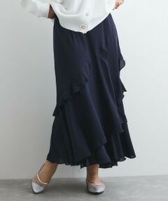 QUEENS COURT / クイーンズコート ミニ・ひざ丈スカート | イレギュラーラッフルスカート≪手洗い可能≫