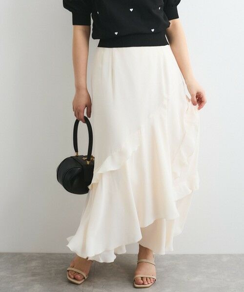 QUEENS COURT / クイーンズコート ミニ・ひざ丈スカート | イレギュラーラッフルスカート≪手洗い可能≫ | 詳細1