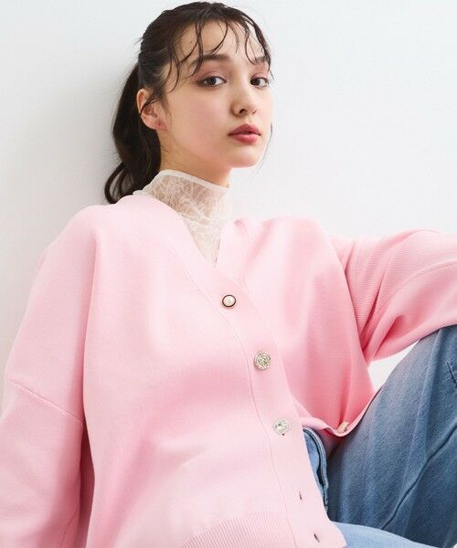 QUEENS COURT / クイーンズコート ニット・セーター | アソートビジューボタン軽量カーディガン≪手洗い可能≫ | 詳細15