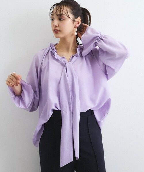 QUEENS COURT / クイーンズコート シャツ・ブラウス | フィブリルサテンリボンタイブラウス≪手洗い可能≫ | 詳細12