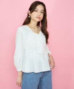 QUEENS COURT / クイーンズコート シャツ・ブラウス | サッカーリボンディティールブラウス≪セットアップ対応/手洗い可能≫