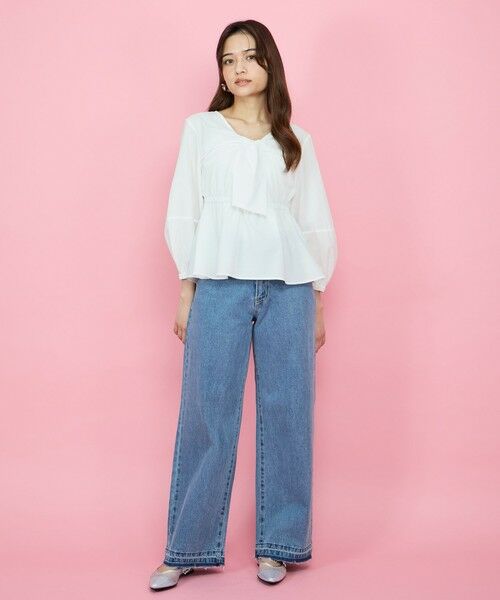 QUEENS COURT / クイーンズコート シャツ・ブラウス | サッカーリボンディティールブラウス≪セットアップ対応/手洗い可能≫ | 詳細2