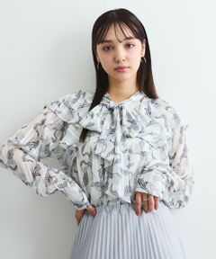 QUEENS COURT / クイーンズコート シャツ・ブラウス | ラメストライプラッフルタイブラウス≪手洗い可能≫