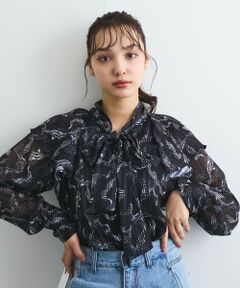 QUEENS COURT / クイーンズコート シャツ・ブラウス | ラメストライプラッフルタイブラウス≪手洗い可能≫