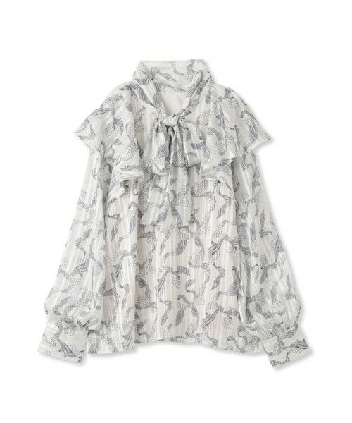 QUEENS COURT / クイーンズコート シャツ・ブラウス | ラメストライプラッフルタイブラウス≪手洗い可能≫ | 詳細7