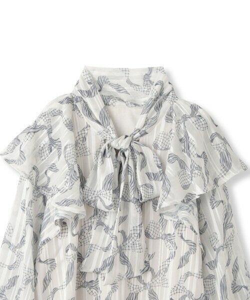 QUEENS COURT / クイーンズコート シャツ・ブラウス | ラメストライプラッフルタイブラウス≪手洗い可能≫ | 詳細9