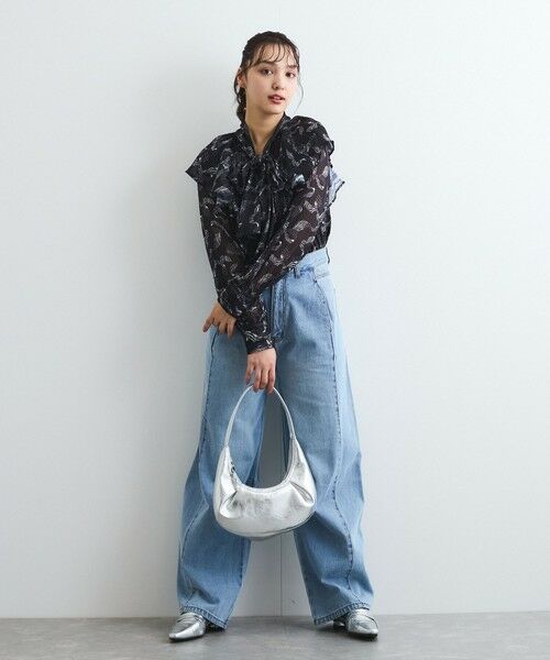 QUEENS COURT / クイーンズコート シャツ・ブラウス | ラメストライプラッフルタイブラウス≪手洗い可能≫ | 詳細14