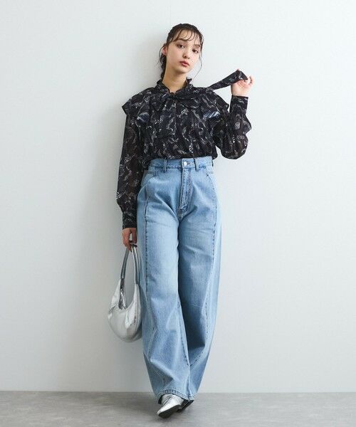 QUEENS COURT / クイーンズコート シャツ・ブラウス | ラメストライプラッフルタイブラウス≪手洗い可能≫ | 詳細15