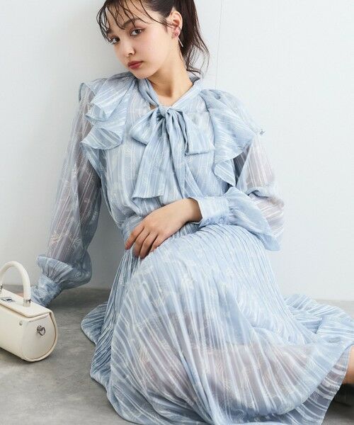 QUEENS COURT / クイーンズコート シャツ・ブラウス | ラメストライプラッフルタイブラウス≪手洗い可能≫ | 詳細20