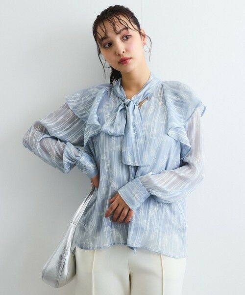 QUEENS COURT / クイーンズコート シャツ・ブラウス | ラメストライプラッフルタイブラウス≪手洗い可能≫ | 詳細22
