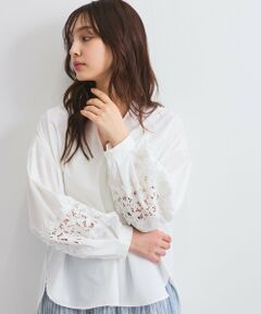 QUEENS COURT / クイーンズコート シャツ・ブラウス | レース切替スキッパーシャツ≪洗濯機で洗える≫