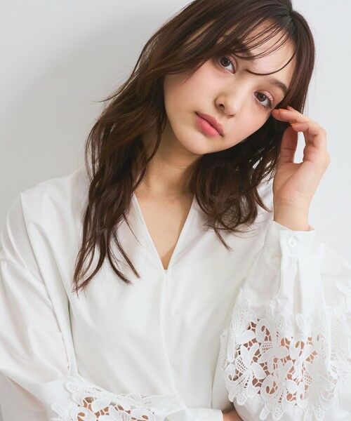 QUEENS COURT / クイーンズコート シャツ・ブラウス | レース切替スキッパーシャツ≪洗濯機で洗える≫ | 詳細4