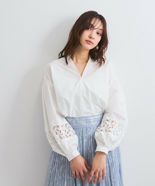 QUEENS COURT / クイーンズコート シャツ・ブラウス | レース切替スキッパーシャツ≪洗濯機で洗える≫ | 詳細8
