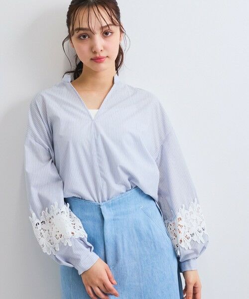 QUEENS COURT / クイーンズコート シャツ・ブラウス | レース切替スキッパーシャツ≪洗濯機で洗える≫ | 詳細16