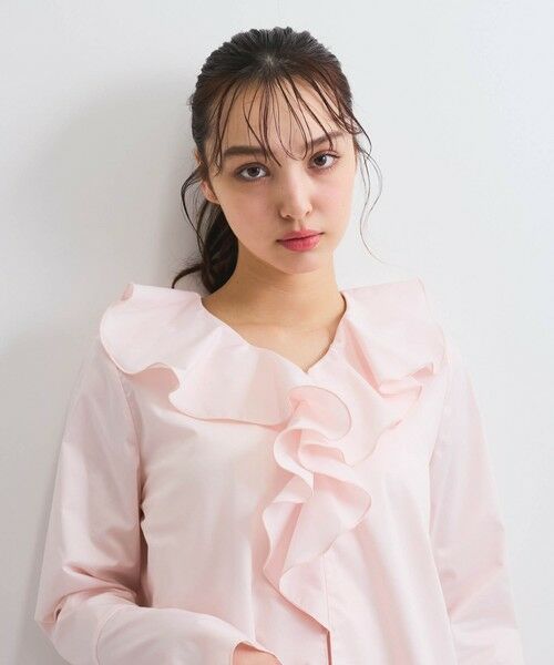 QUEENS COURT/クイーンズコート ラッフルフリルブラウス≪手洗い可能≫ ピンク M QUEENS COURT/クイーンズコート ラッフルフリルブラウス≪手洗い可能≫ ピンク M