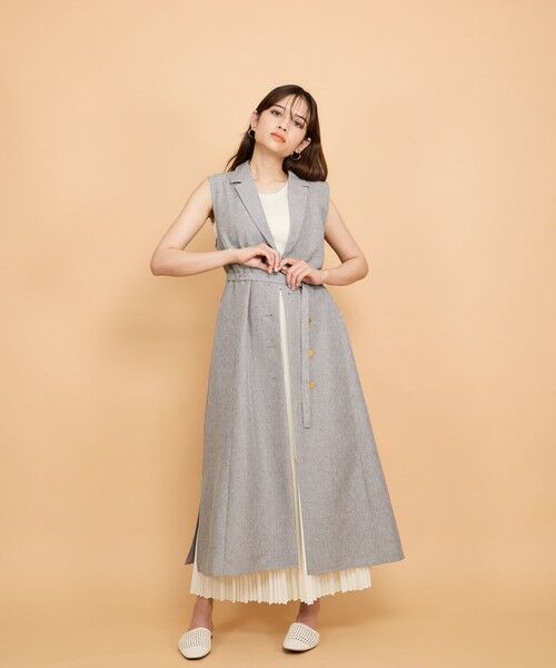 QUEENS COURT / クイーンズコート ロング・マキシ丈ワンピース | リネンライクシャンブレージレワンピース≪手洗い可能≫ | 詳細19