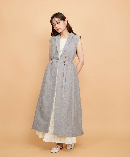 QUEENS COURT / クイーンズコート ロング・マキシ丈ワンピース | リネンライクシャンブレージレワンピース≪手洗い可能≫ | 詳細20