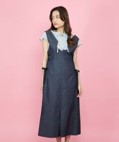 QUEENS COURT / クイーンズコート ロング・マキシ丈ワンピース | デニムライクリボンワンピース≪手洗い可能≫