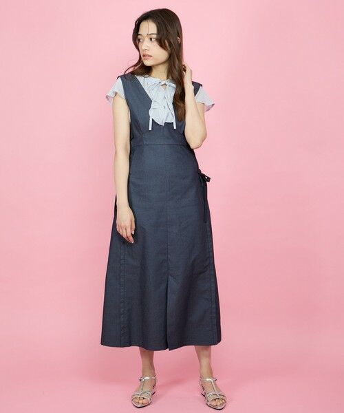 QUEENS COURT / クイーンズコート ロング・マキシ丈ワンピース | デニムライクリボンワンピース≪手洗い可能≫ | 詳細1