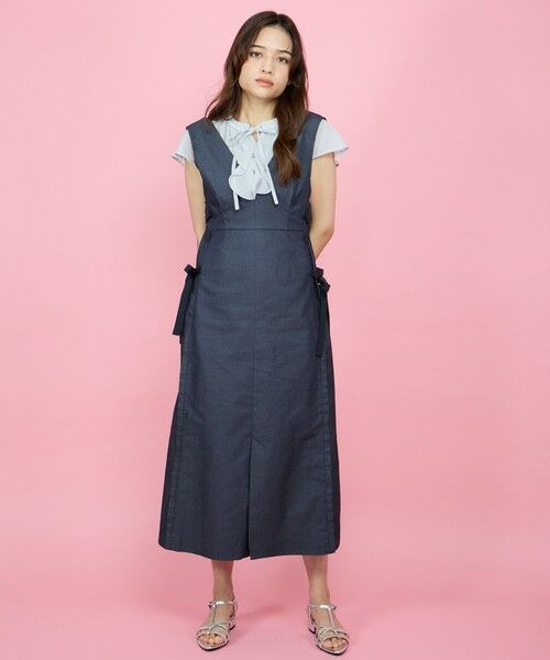 QUEENS COURT / クイーンズコート ロング・マキシ丈ワンピース | デニムライクリボンワンピース≪手洗い可能≫ | 詳細2