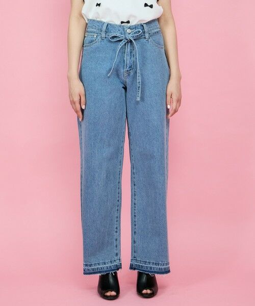 QUEENS COURT / クイーンズコート その他パンツ | 紐ベルト付デニムワイドパンツ≪手洗い可能≫ | 詳細1
