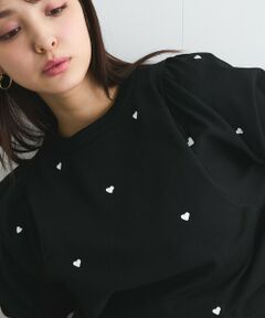 QUEENS COURT / クイーンズコート ニット・セーター | ハート柄ボリュームスリーブニットプルオーバー≪手洗い可能≫