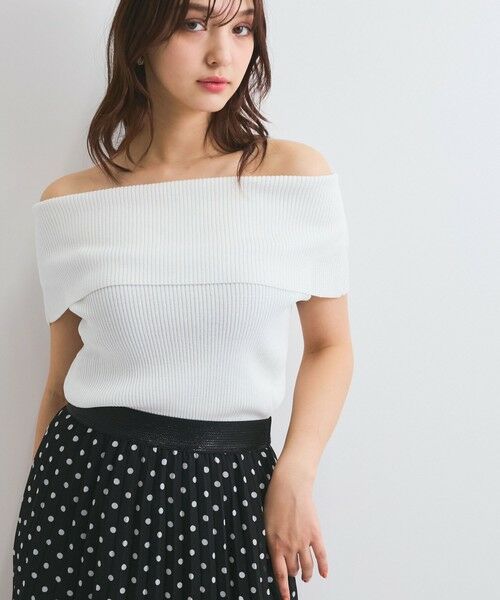 QUEENS COURT / クイーンズコート ニット・セーター | リブニットオフショルプルオーバー≪手洗い可能≫ | 詳細1