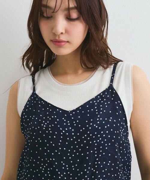 QUEENS COURT / クイーンズコート ロング・マキシ丈ワンピース | シアージャカードドットサロペット≪手洗い可能≫ | 詳細1