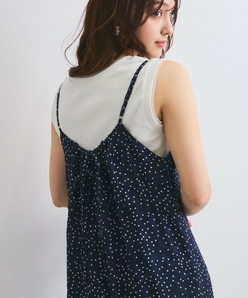 QUEENS COURT / クイーンズコート ロング・マキシ丈ワンピース | シアージャカードドットサロペット≪手洗い可能≫ | 詳細2