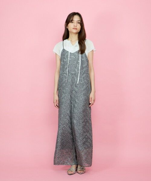 QUEENS COURT / クイーンズコート ロング・マキシ丈ワンピース | シアージャカードドットサロペット≪手洗い可能≫ | 詳細17