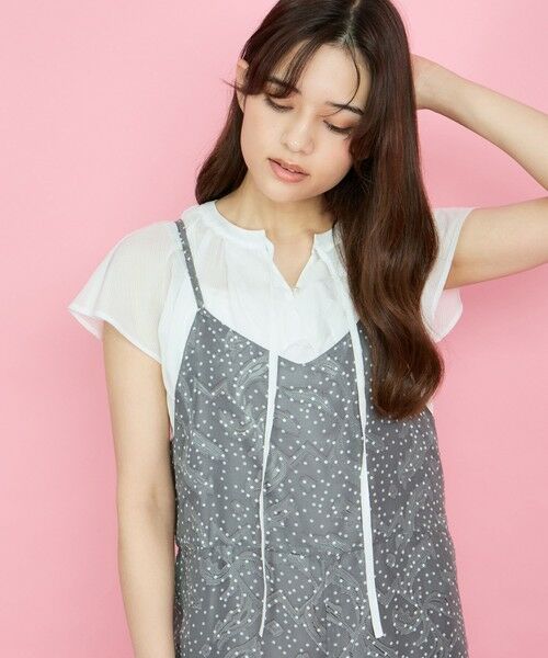 QUEENS COURT / クイーンズコート ロング・マキシ丈ワンピース | シアージャカードドットサロペット≪手洗い可能≫ | 詳細18