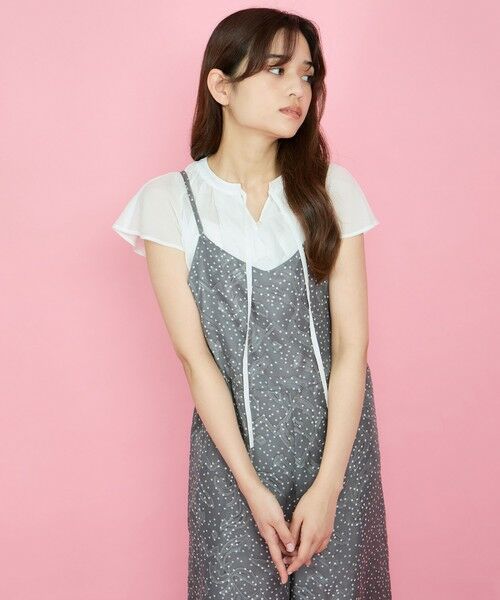 QUEENS COURT / クイーンズコート ロング・マキシ丈ワンピース | シアージャカードドットサロペット≪手洗い可能≫ | 詳細16