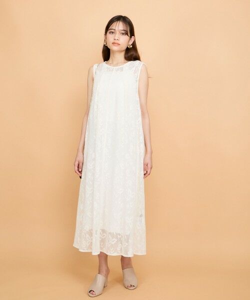 QUEENS COURT / クイーンズコート ロング・マキシ丈ワンピース | ラッセルレースワンピースアンサンブル≪手洗い可能≫ | 詳細1